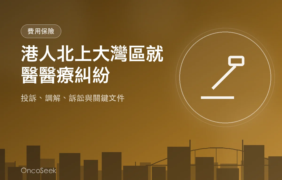 港人北上大灣區就醫醫療糾紛處理示意圖，包含文件、醫療與城市元素