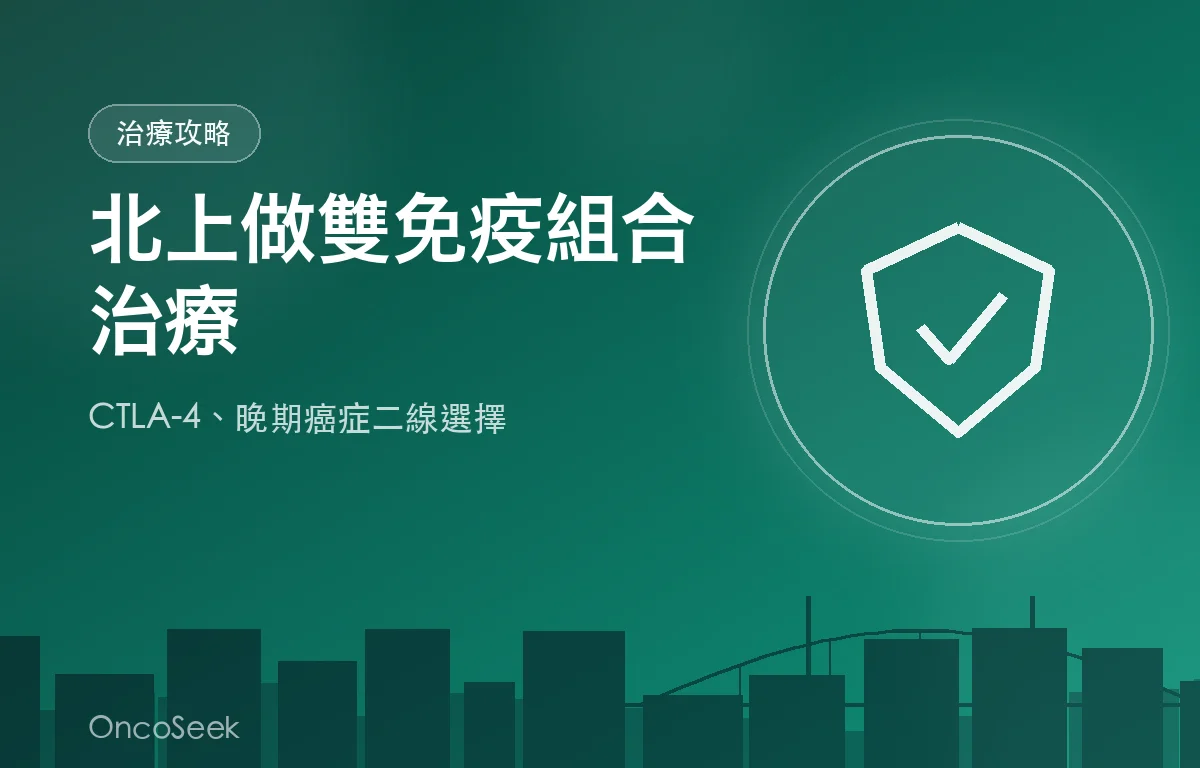 T 細胞、CTLA-4 與 PD-1 雙免疫檢查點抑制劑的抽象示意圖